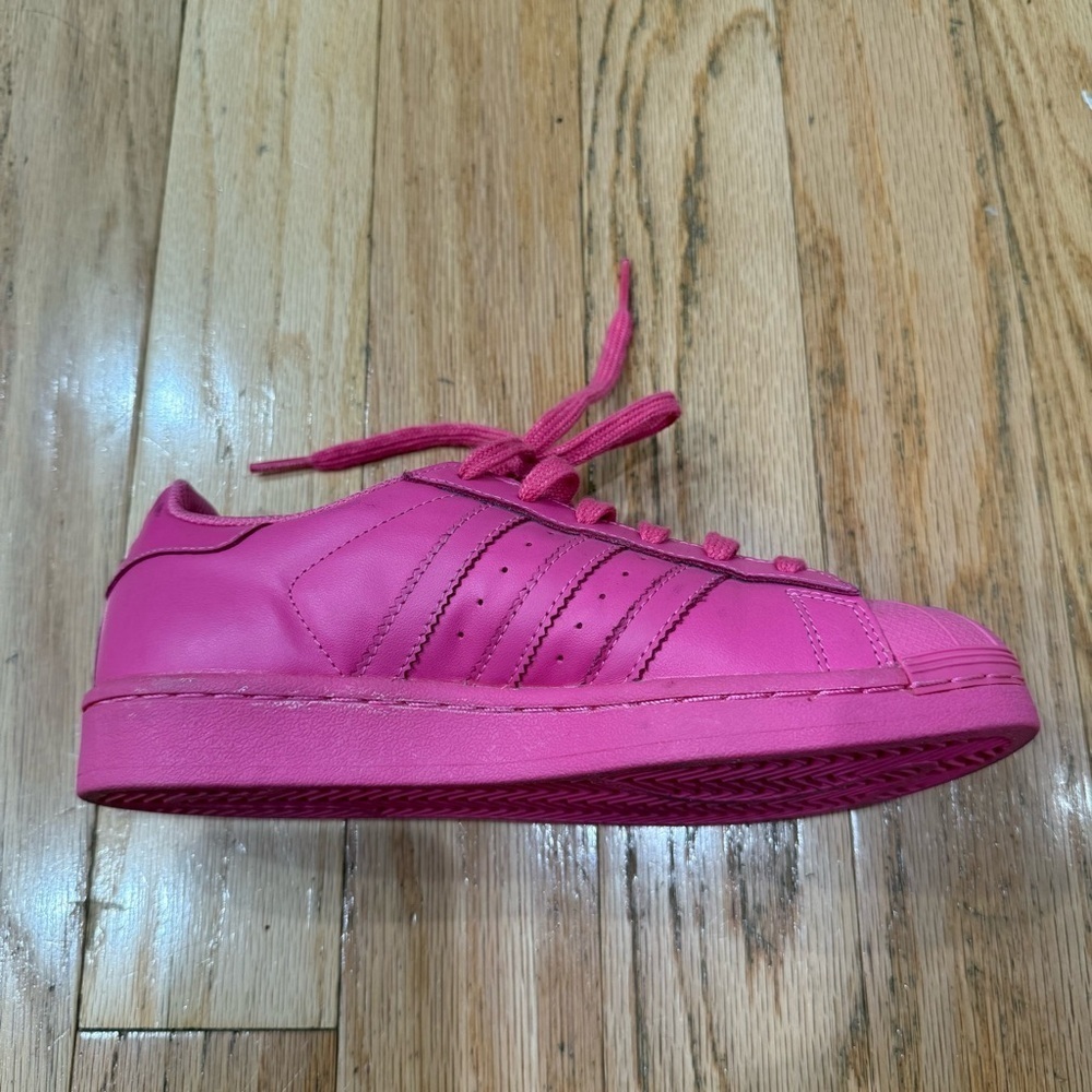 Adidas Pharrell Superstar Girls Size 4 Pink Athletic Leather Shoes Sneakers - Picture 8 of 9